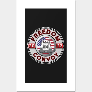 USA FREEDOM CONVOY 2022 - TRUCKERS FOR FREEDOM - GRAY ROUND RED AND BLACK LETTERS Posters and Art